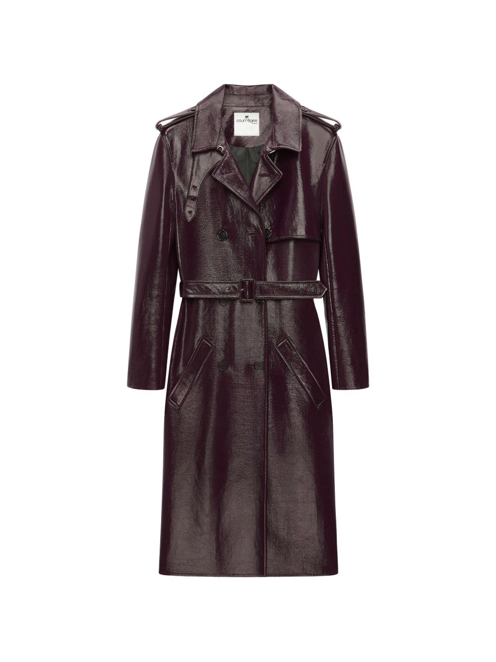 Trench a doppio petto in vinile in bordeaux Courrèges - donna 