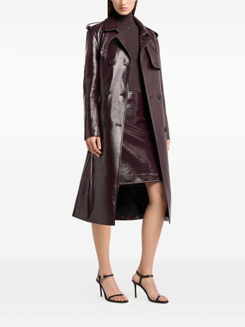 Trench a doppio petto in vinile in bordeaux Courrèges - donna 