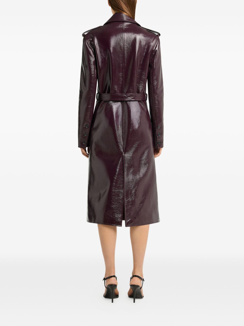 Trench a doppio petto in vinile in bordeaux Courrèges - donna 