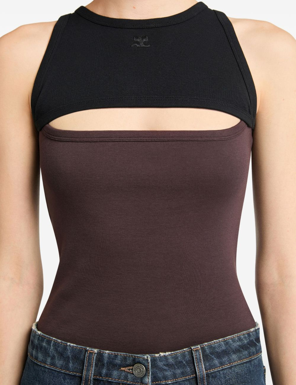 Canotta con design a contrasto in nero e rosso Courrèges - donna 