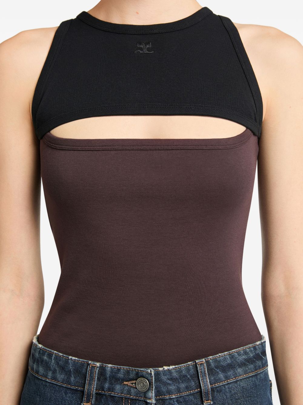 Canotta con design a contrasto in nero e rosso Courrèges - donna 