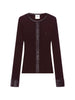 Cardigan con bottoni e logo in borgogna