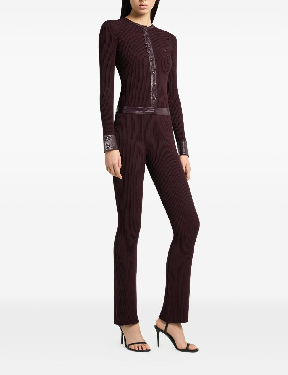 Cardigan con bottoni e logo in borgogna