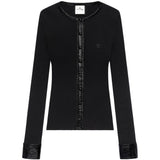 Cardigan con bottoni e logo in nero 