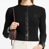 Cardigan con bottoni e logo in nero 