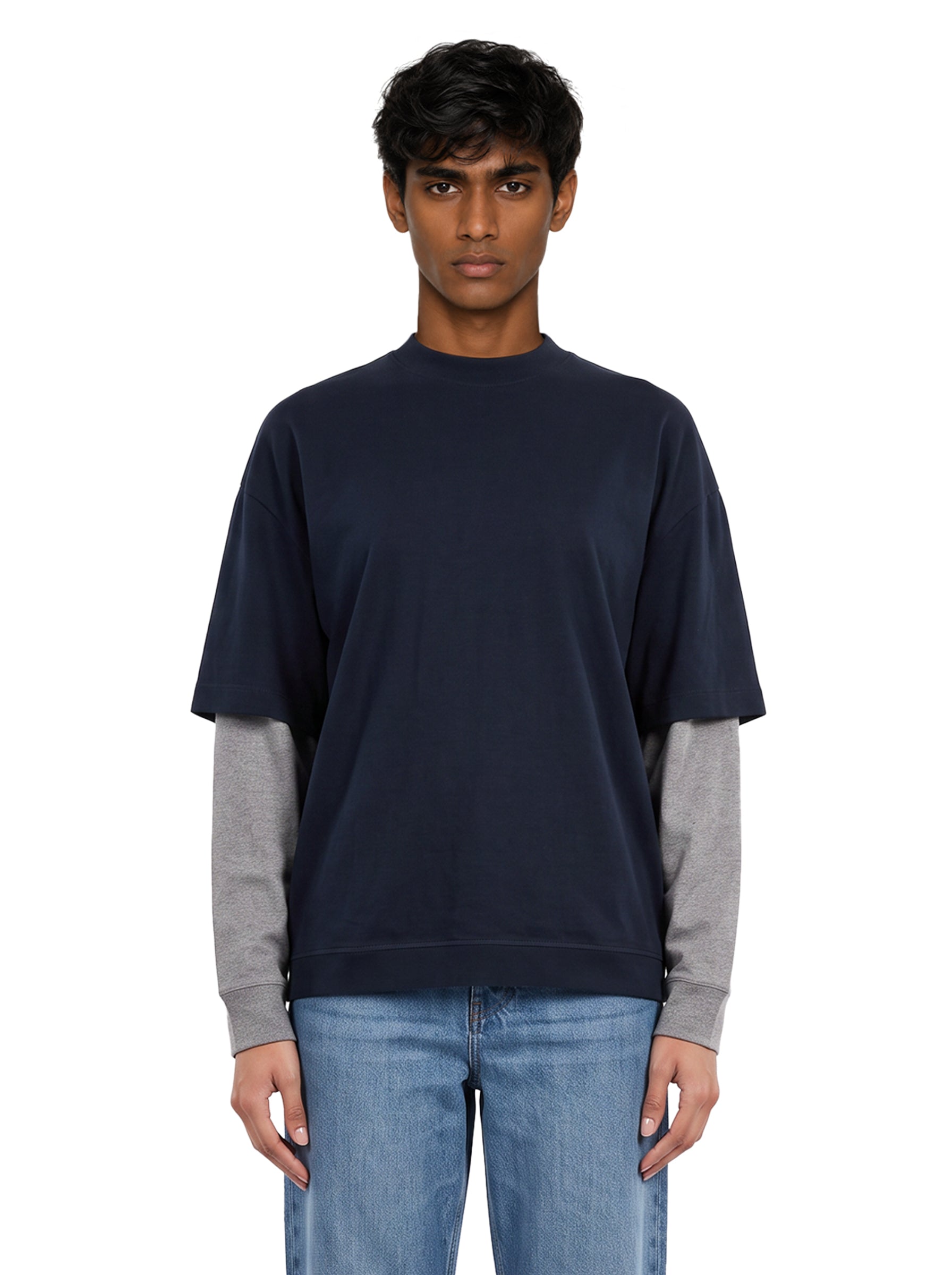 T-shirt Troy in blu e grigio 