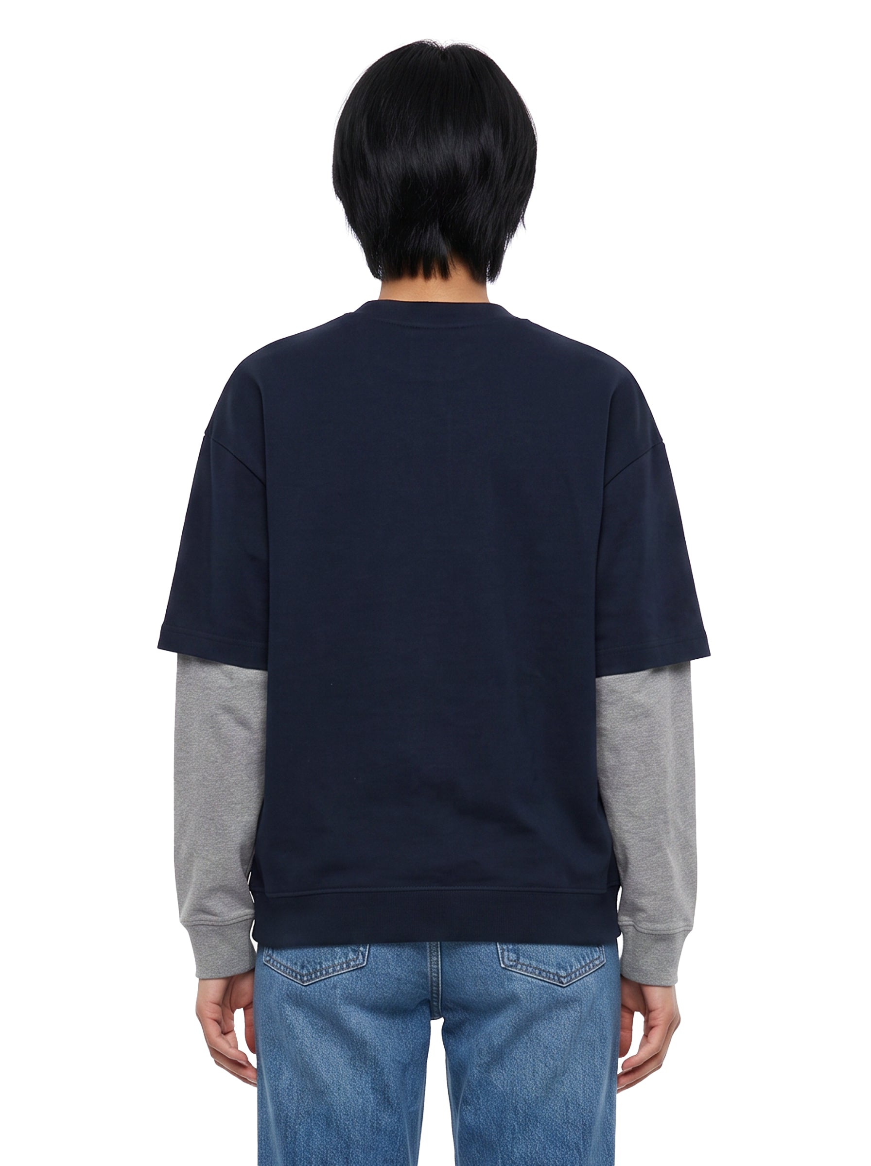 T-shirt Troy in blu e grigio 