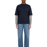 T-shirt Troy in blu e grigio 