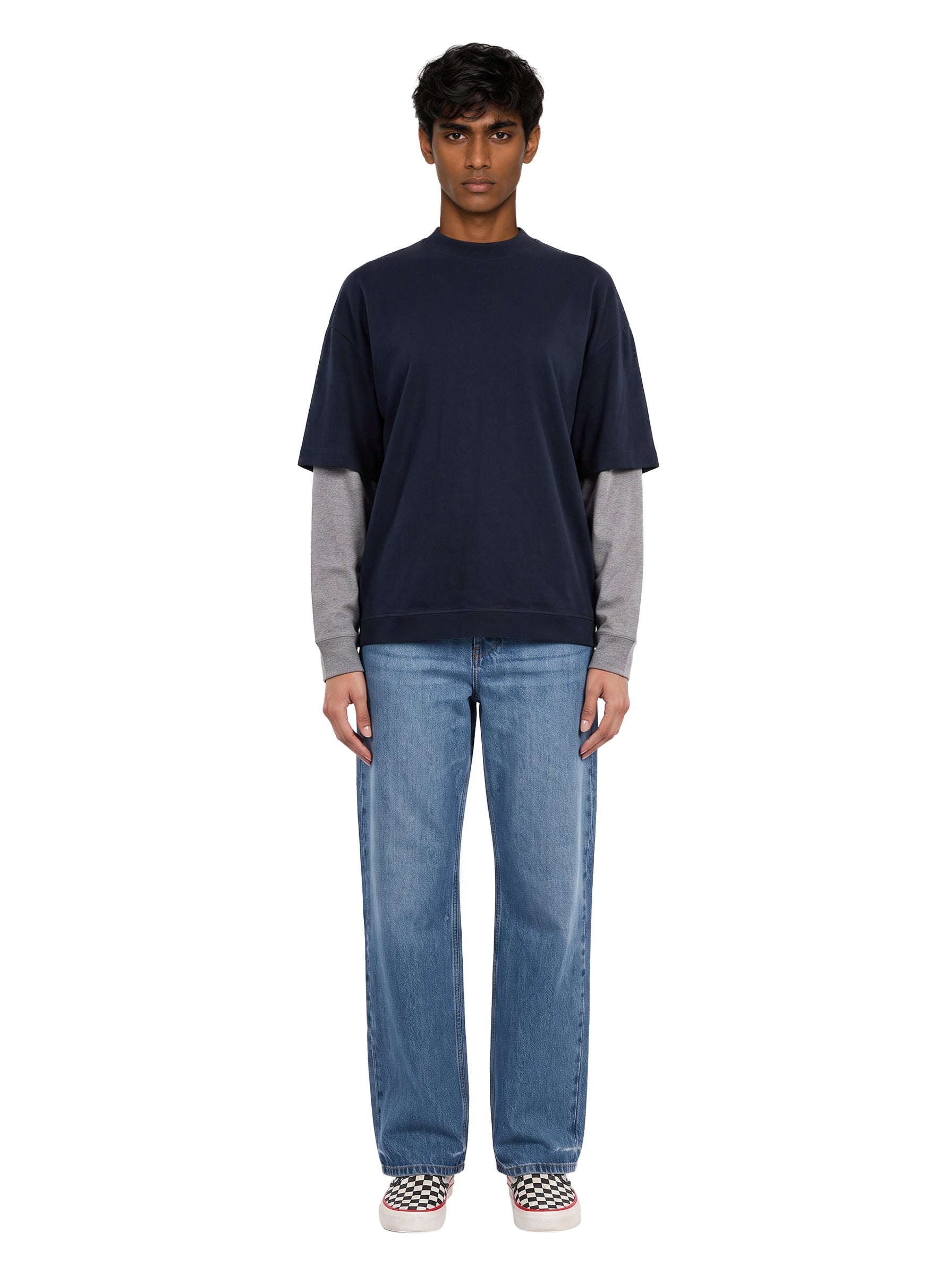 T-shirt Troy in blu e grigio 