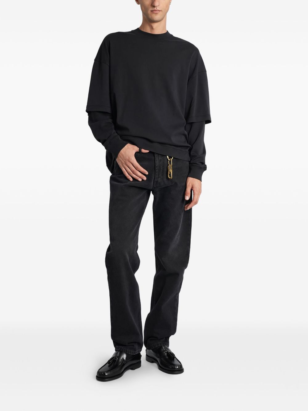 T-shirt a maniche lunghe in nero 