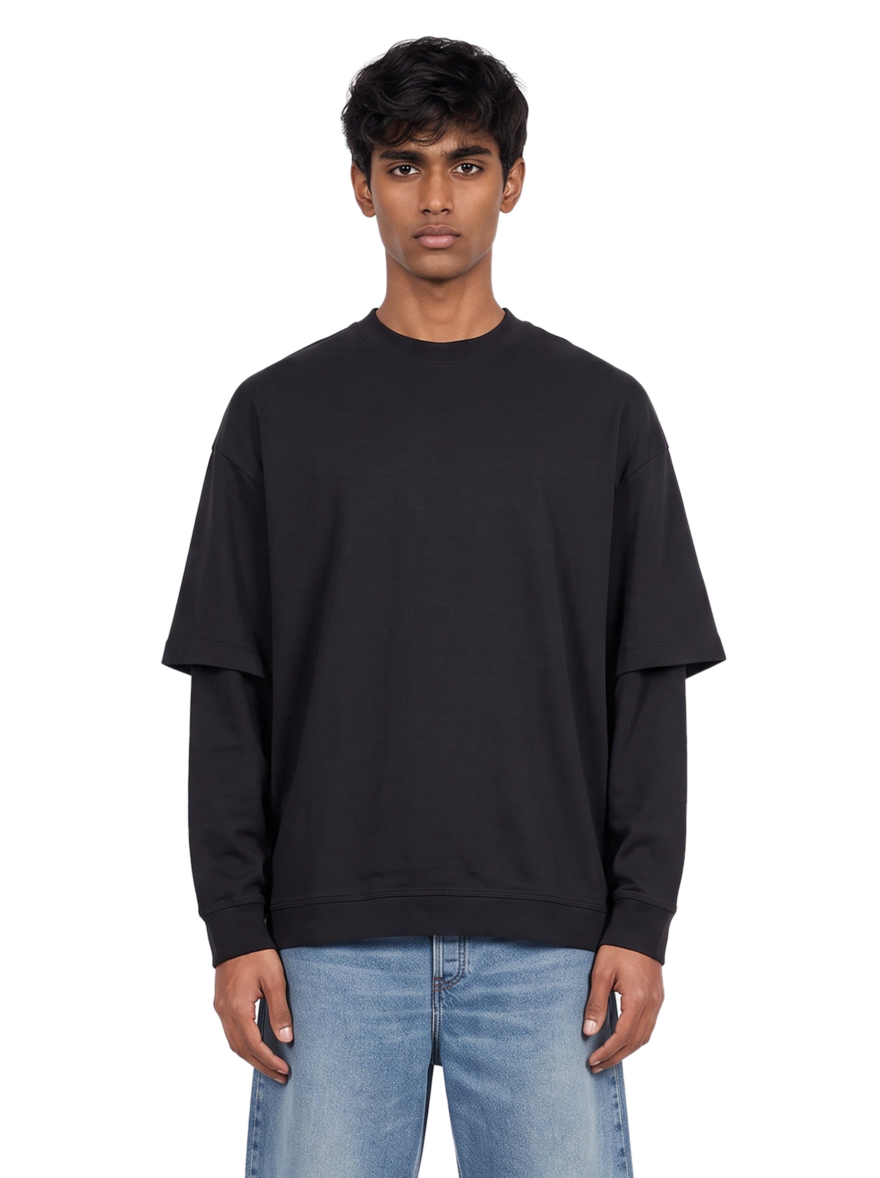 T-shirt a maniche lunghe in nero 