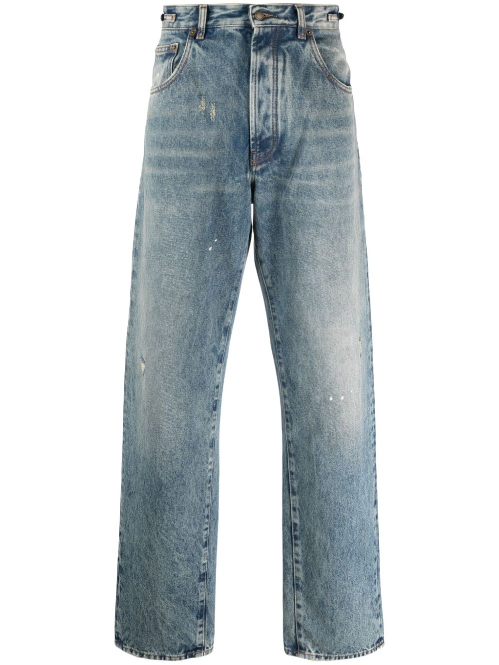 Jeans a gamba dritta con logo in blu 