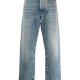 Jeans a gamba dritta con logo in blu 