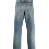 Jeans a gamba dritta con logo in blu 