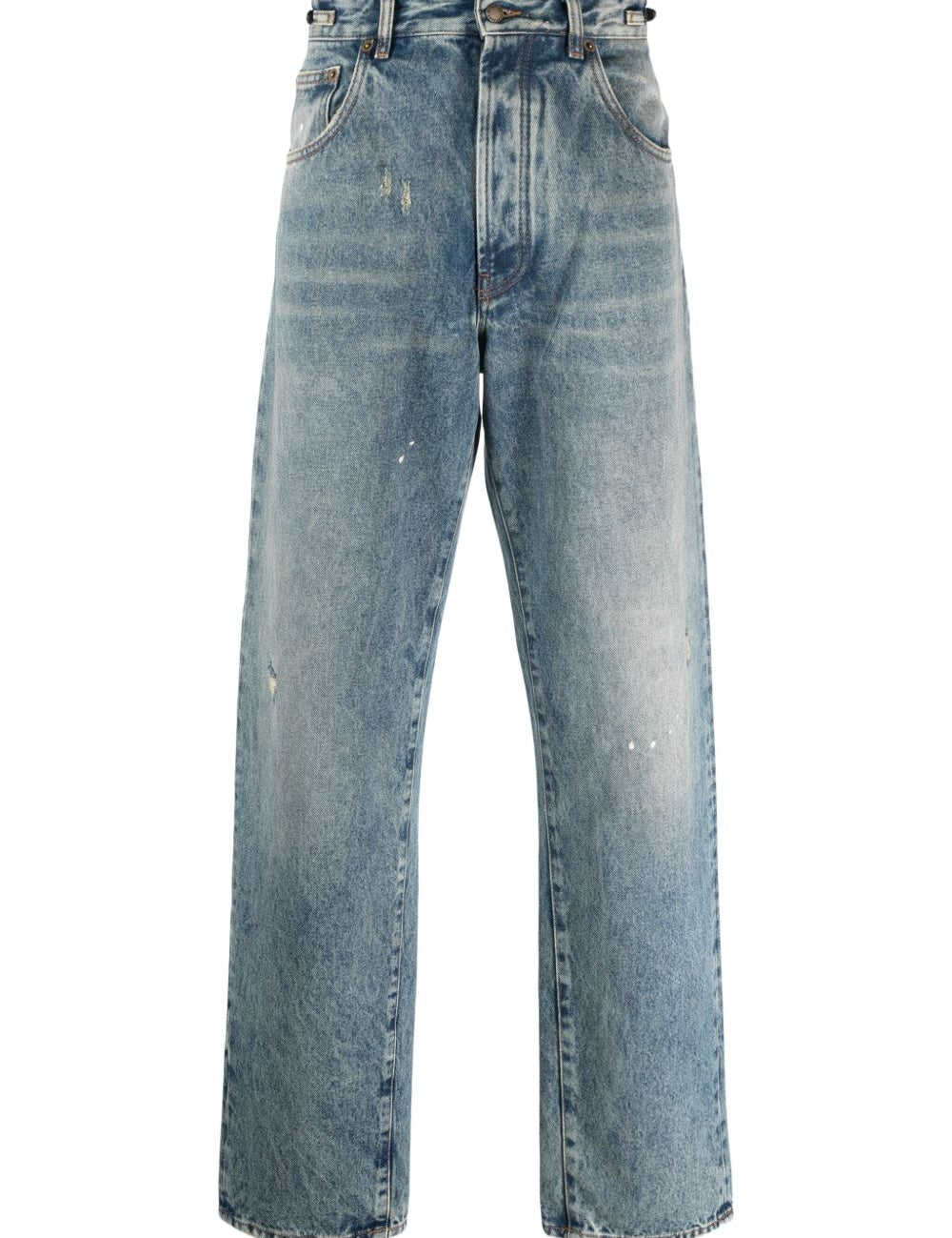 Jeans a gamba dritta con logo in blu 