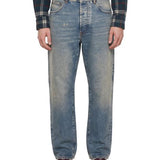 Jeans a gamba dritta con logo in blu 