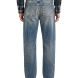 Jeans a gamba dritta con logo in blu 
