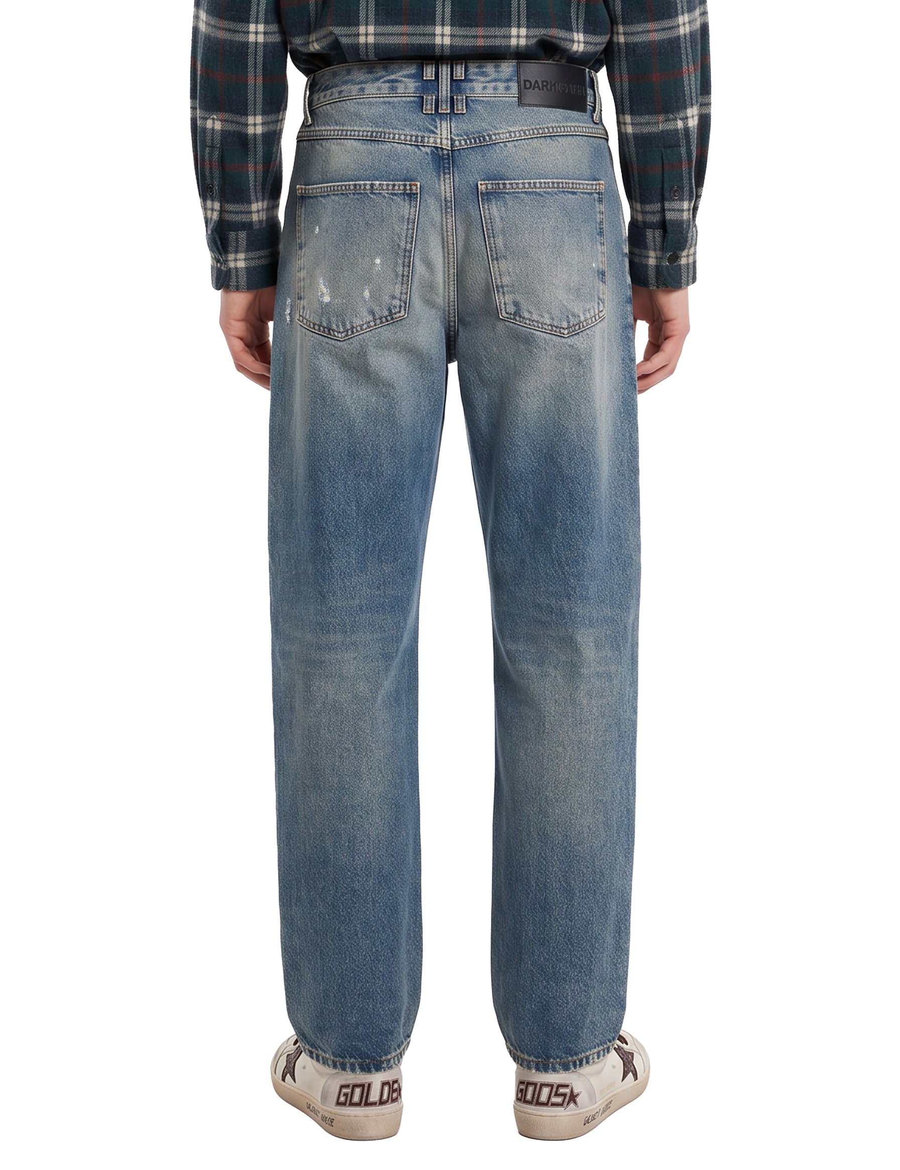 Jeans a gamba dritta con logo in blu 