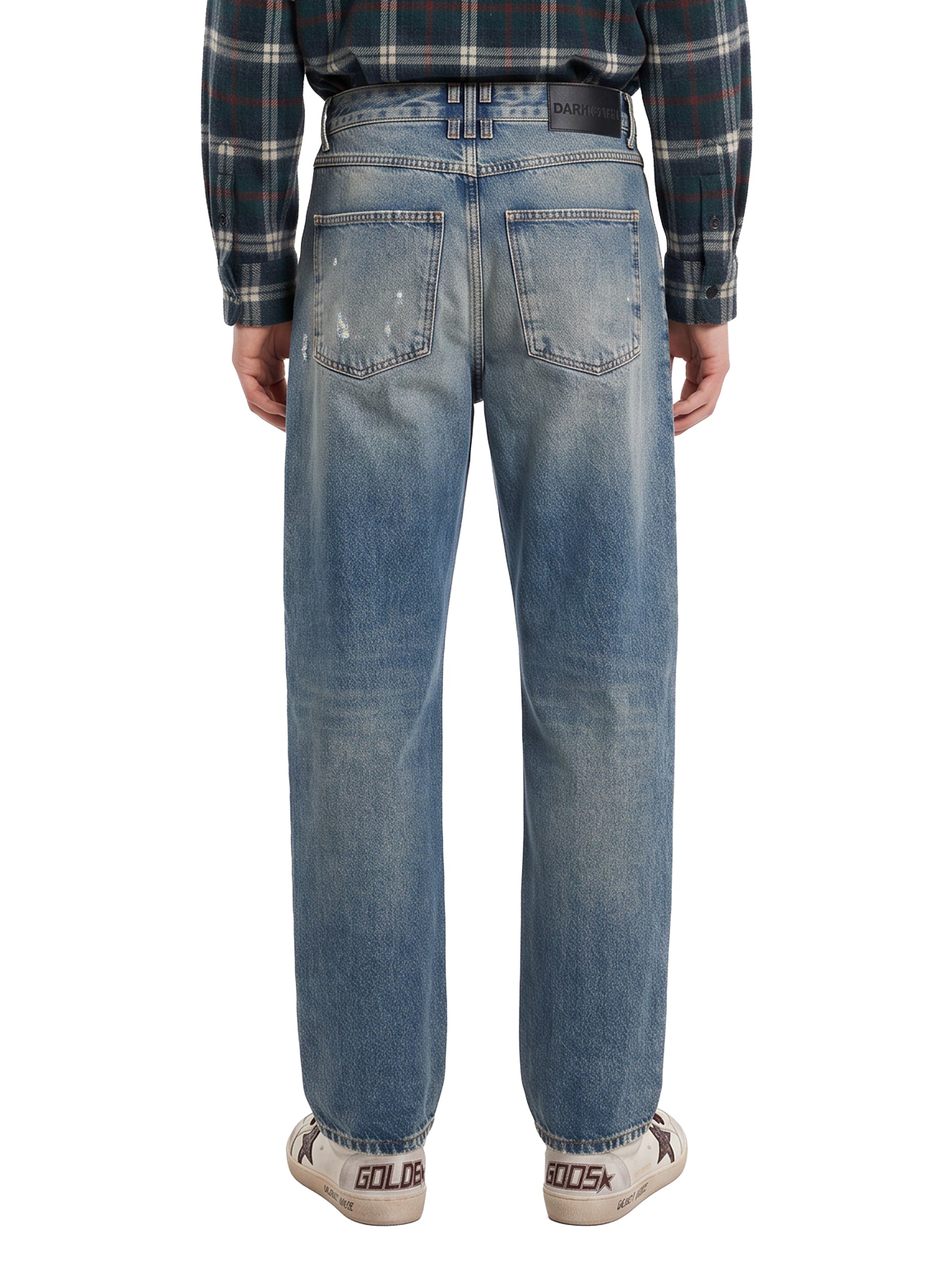 Jeans a gamba dritta con logo in blu 