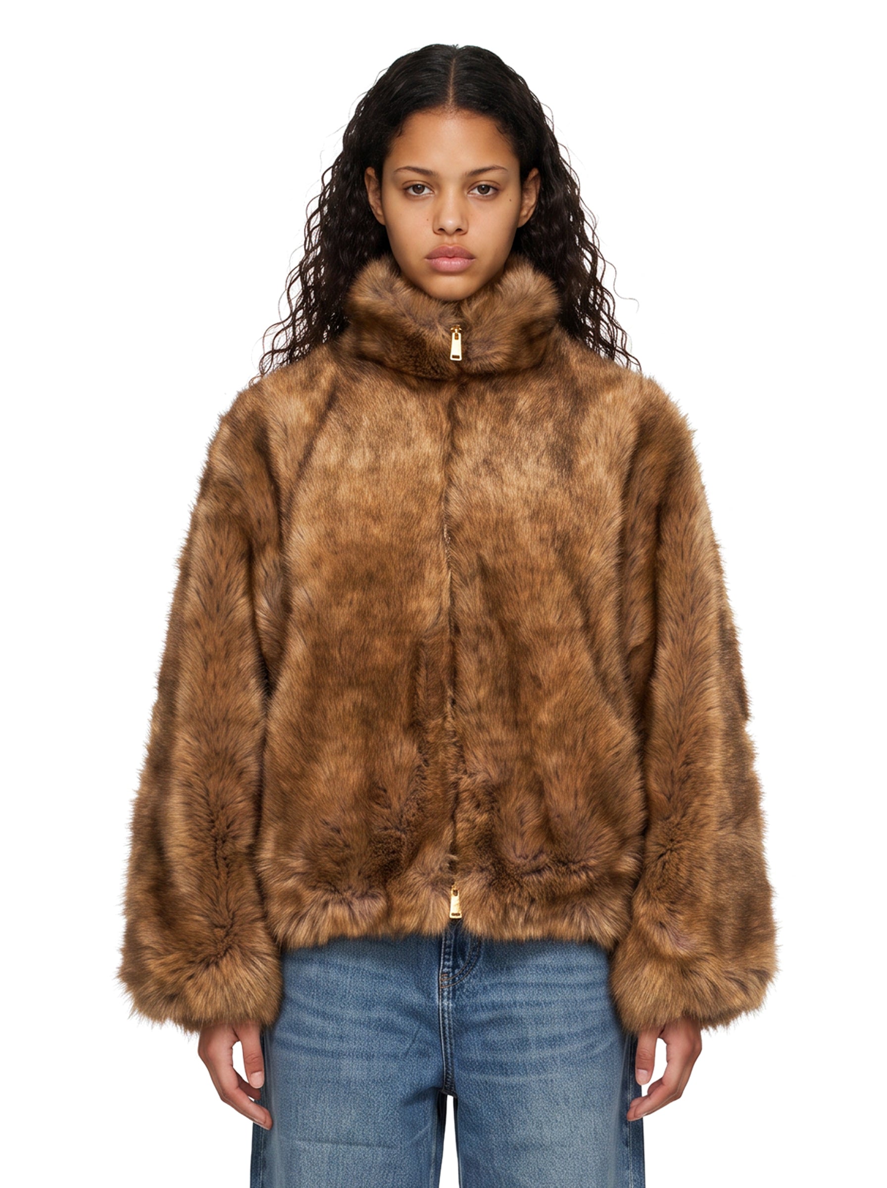 Bomber Celine in eco pelliccia marrone 