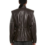 Giacca Gianna in pelle marrone 