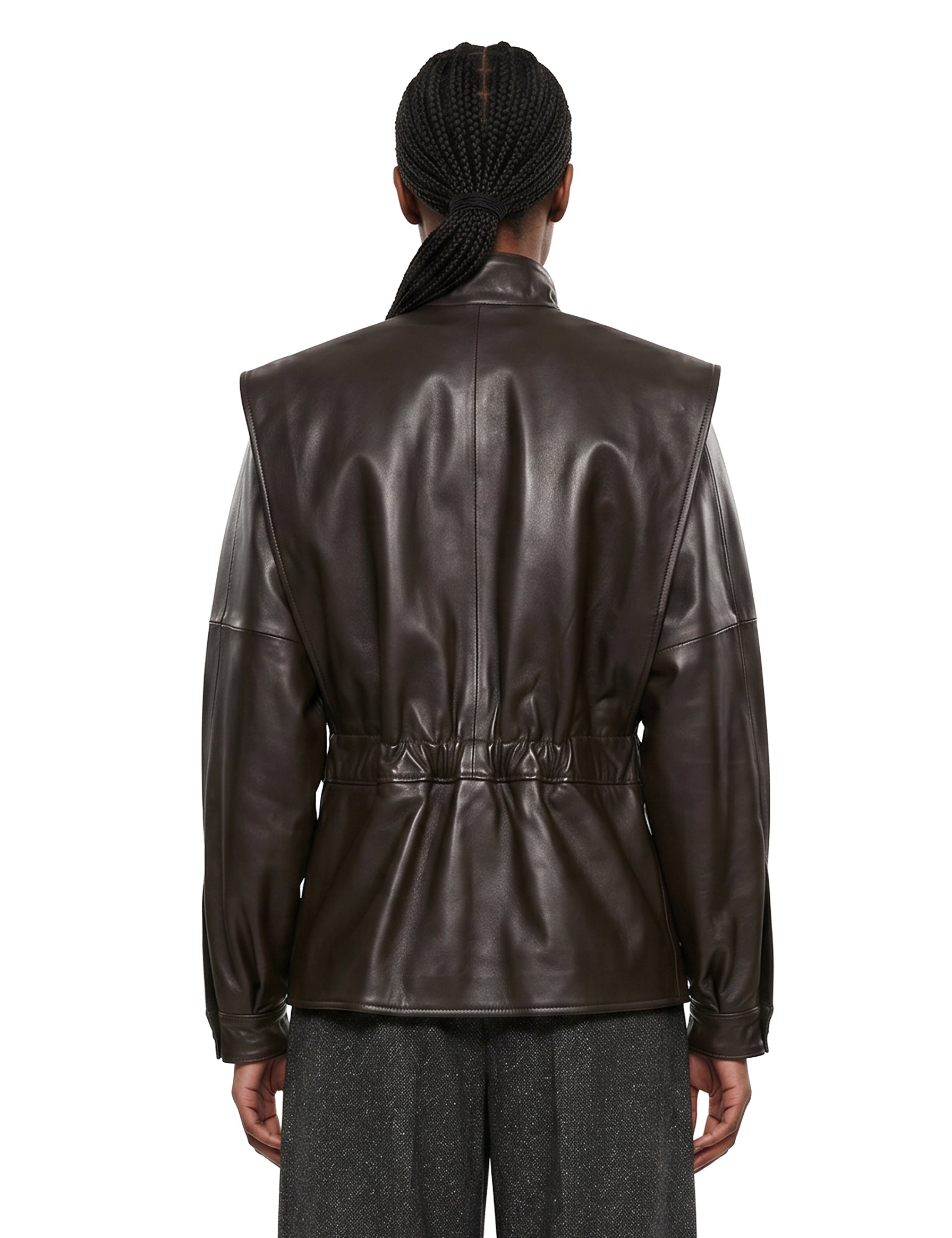 Giacca Gianna in pelle marrone 