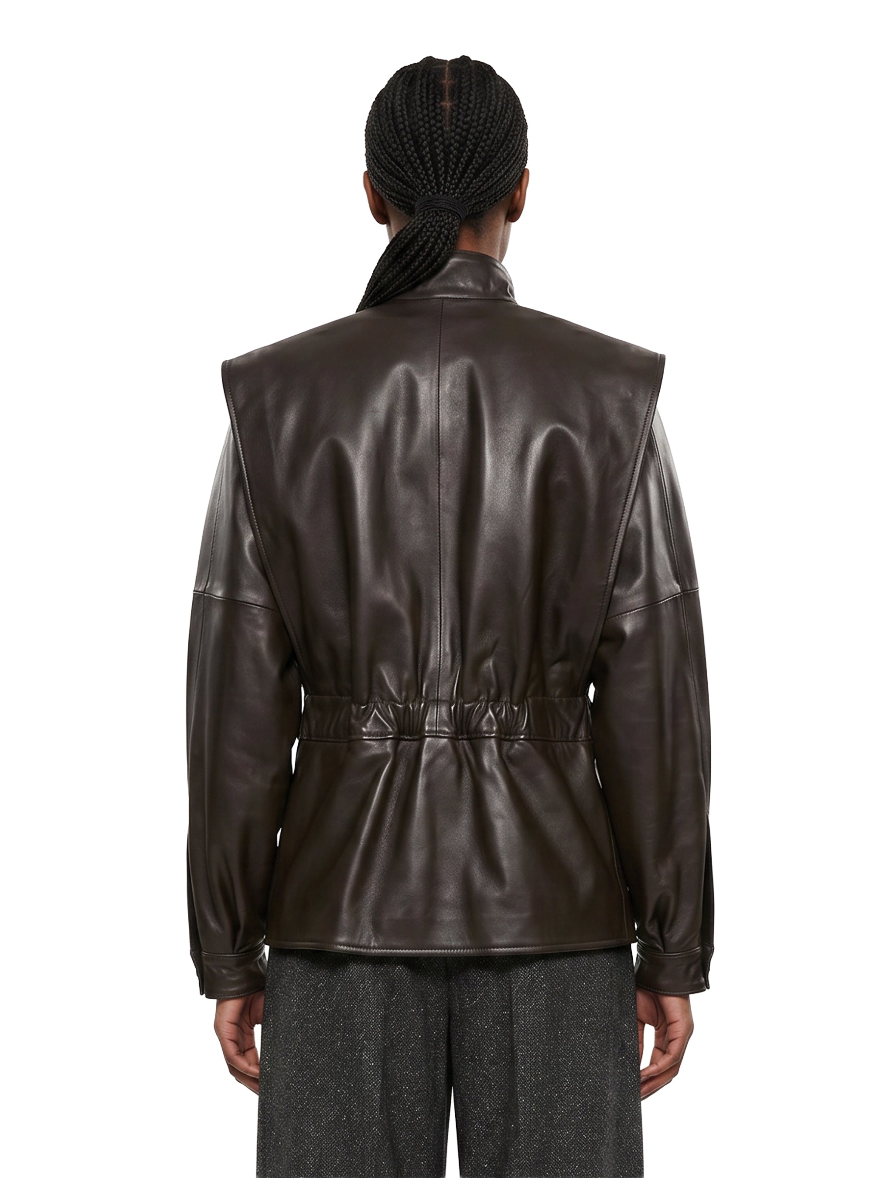 Giacca Gianna in pelle marrone 