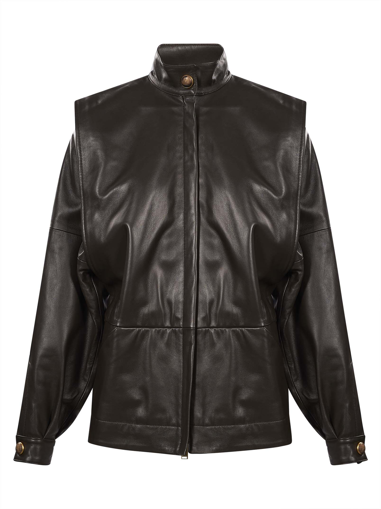 Giacca Gianna in pelle marrone 