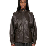 Giacca Gianna in pelle marrone 