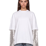T-shirt con maniche doppie in bianco 