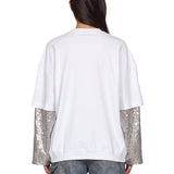 T-shirt con maniche doppie in bianco 