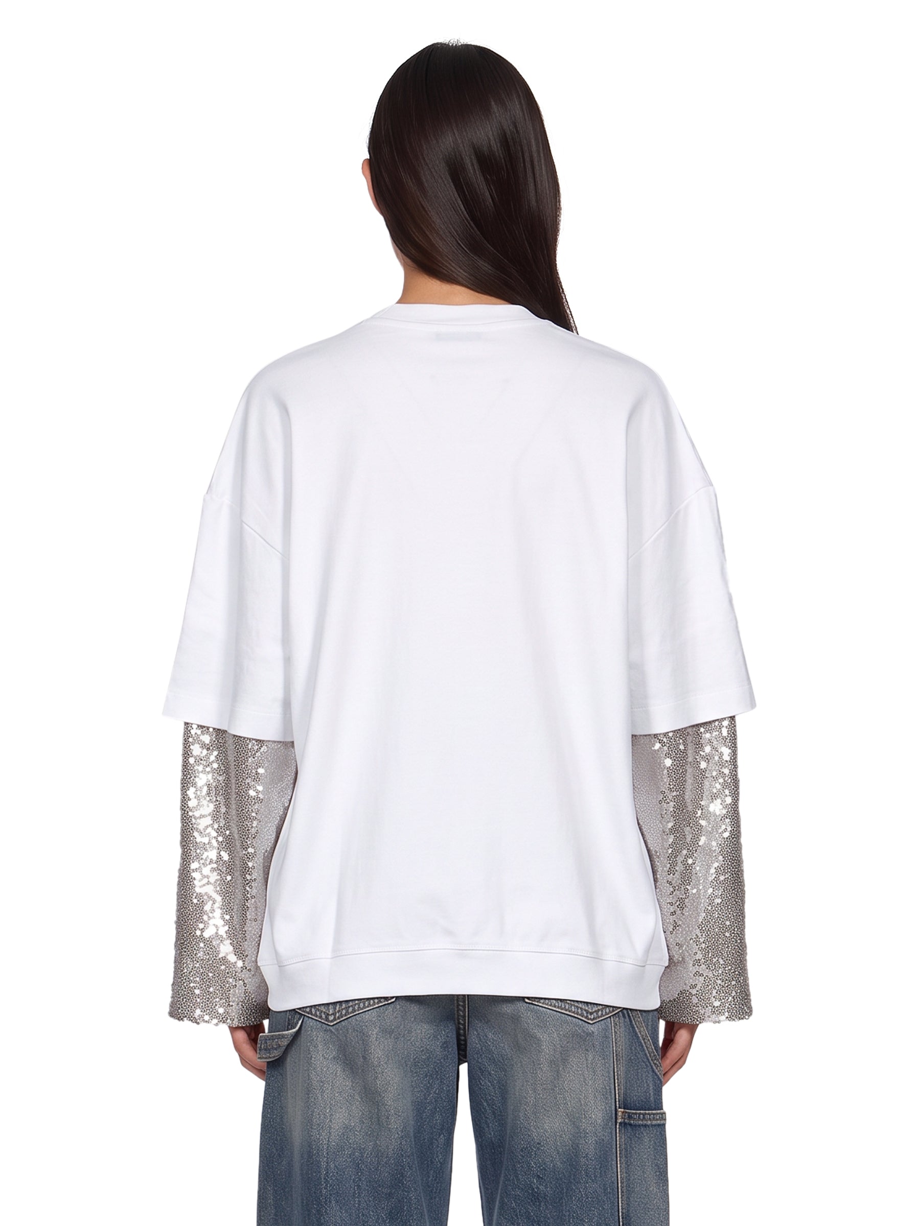 T-shirt con maniche doppie in bianco 