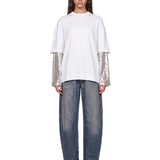T-shirt con maniche doppie in bianco 