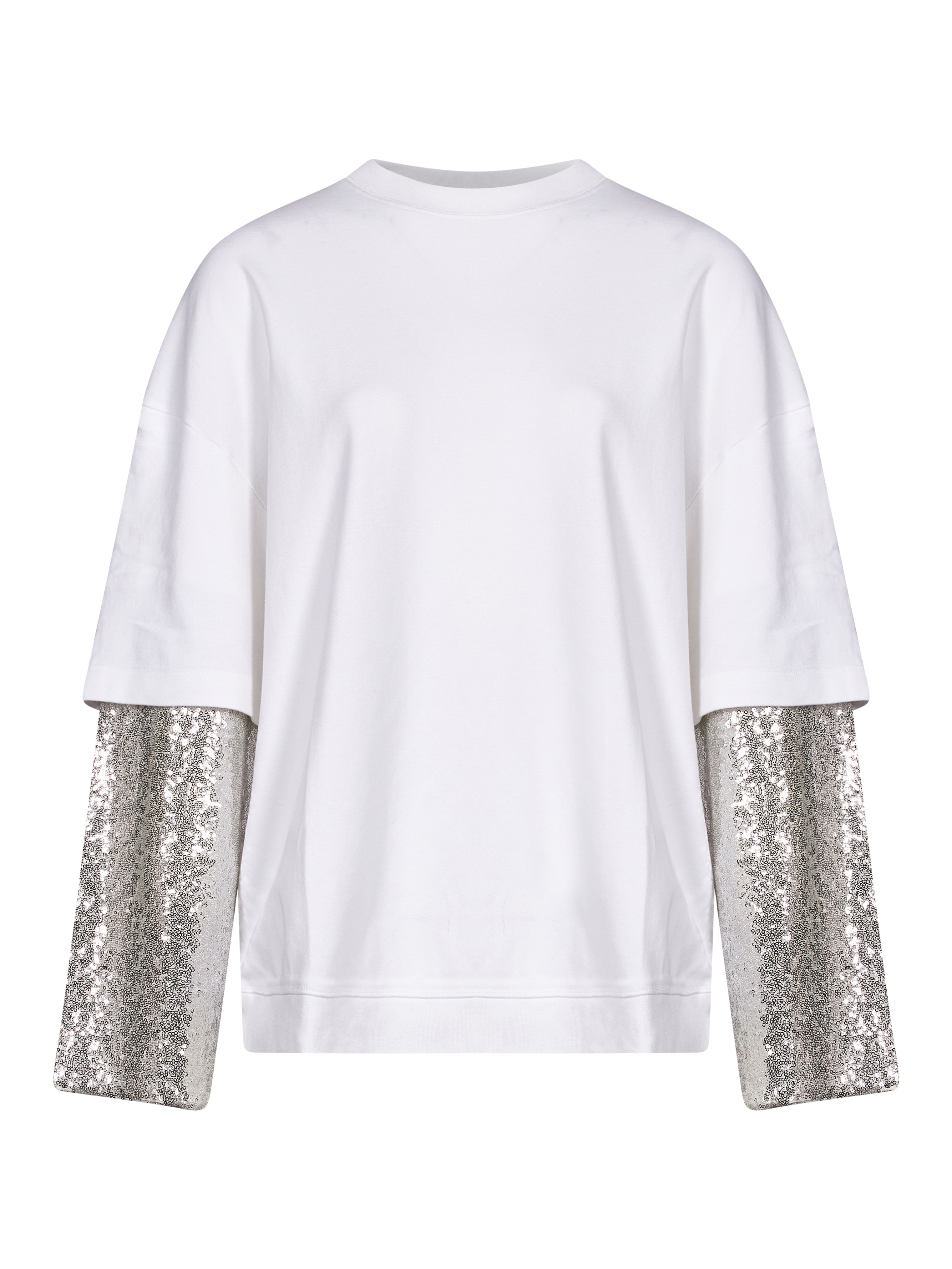T-shirt con maniche doppie in bianco 