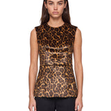 Top smanicato stampa animalier 