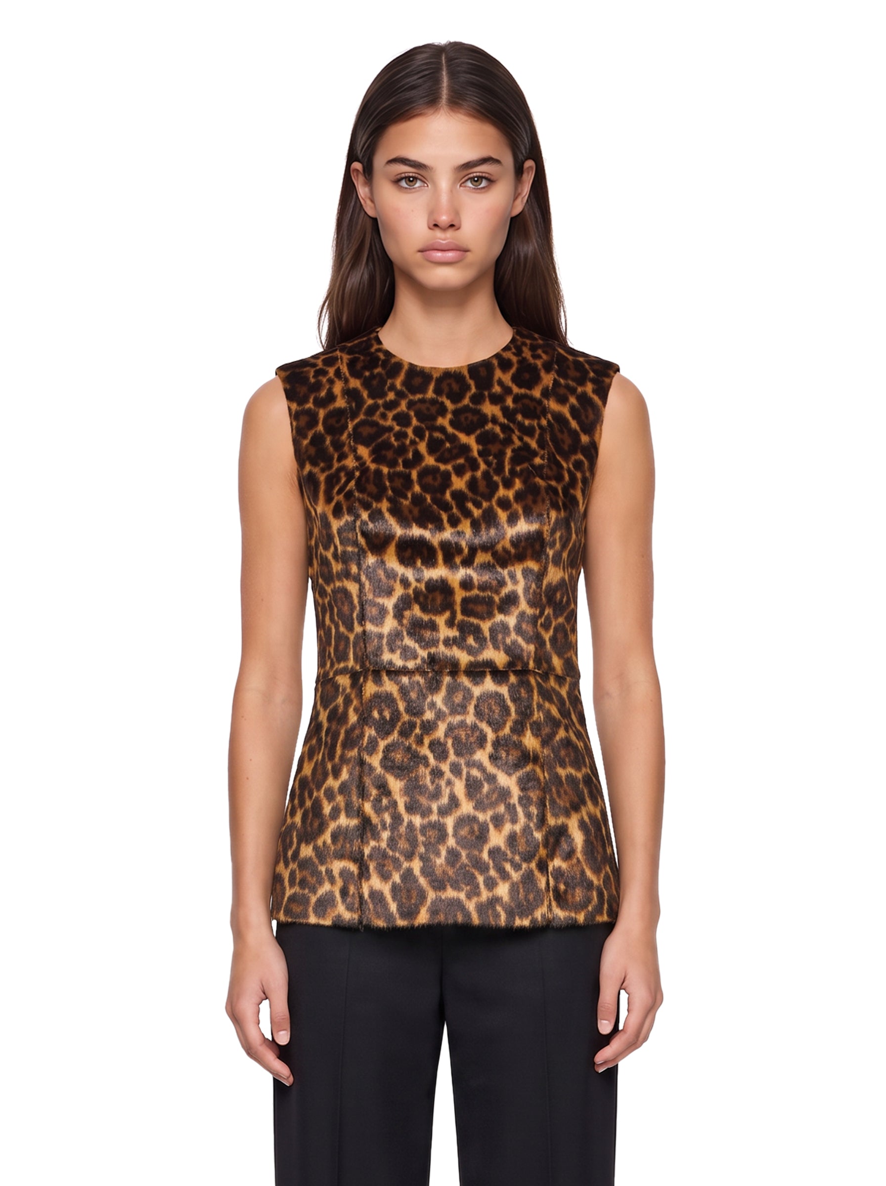 Top smanicato stampa animalier 