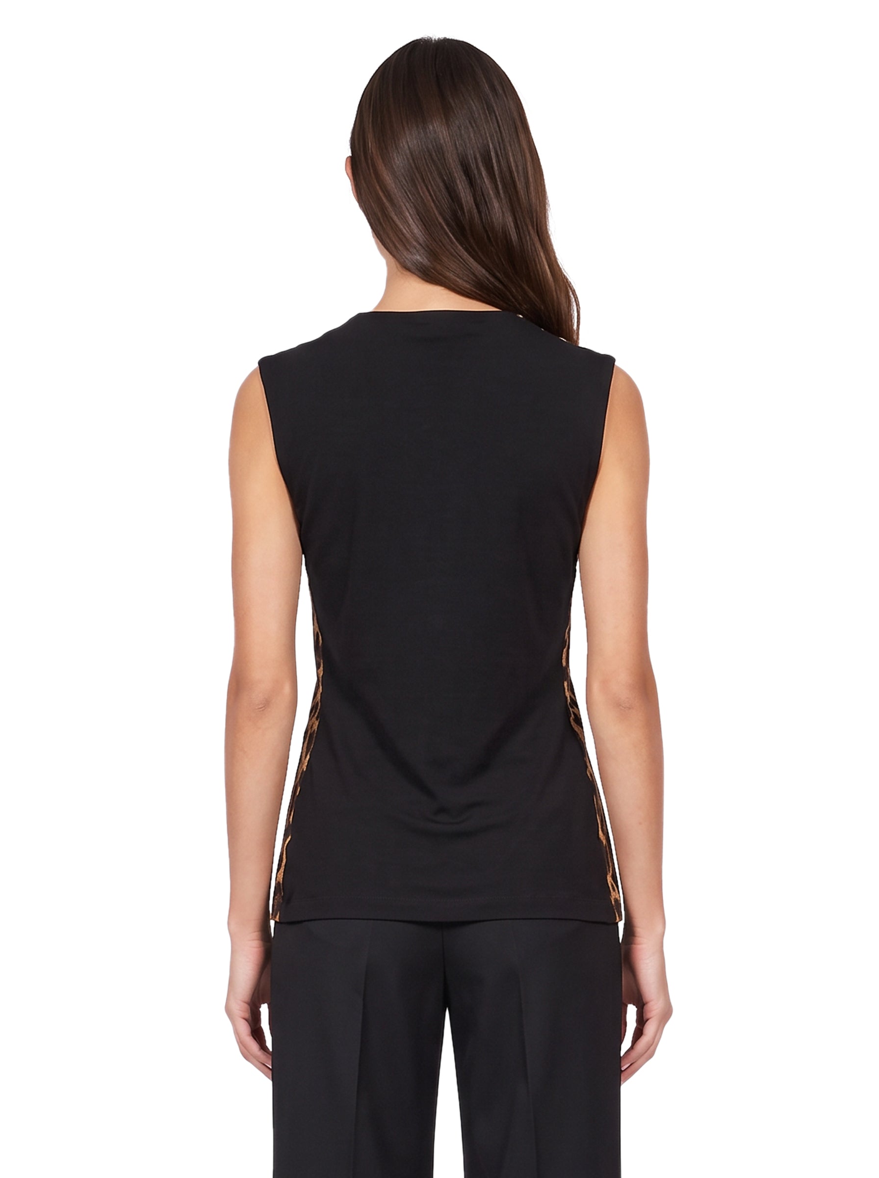 Top smanicato stampa animalier 