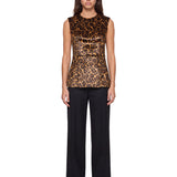 Top smanicato stampa animalier 