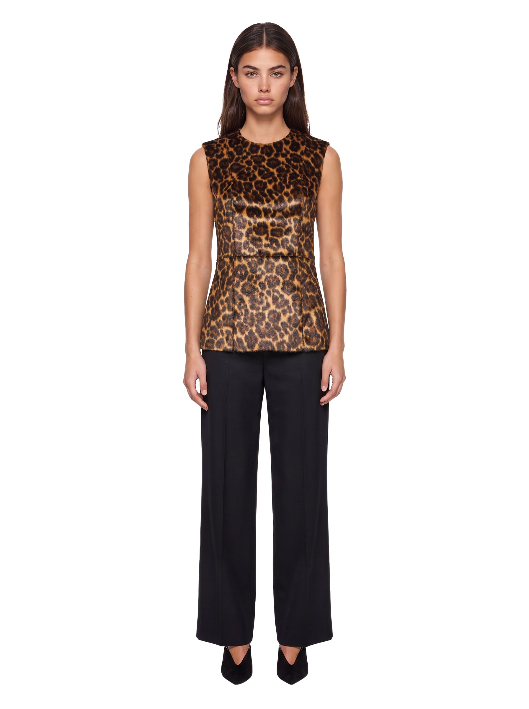 Top smanicato stampa animalier 