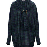 Camicia Georgia stampa quadri in blu 