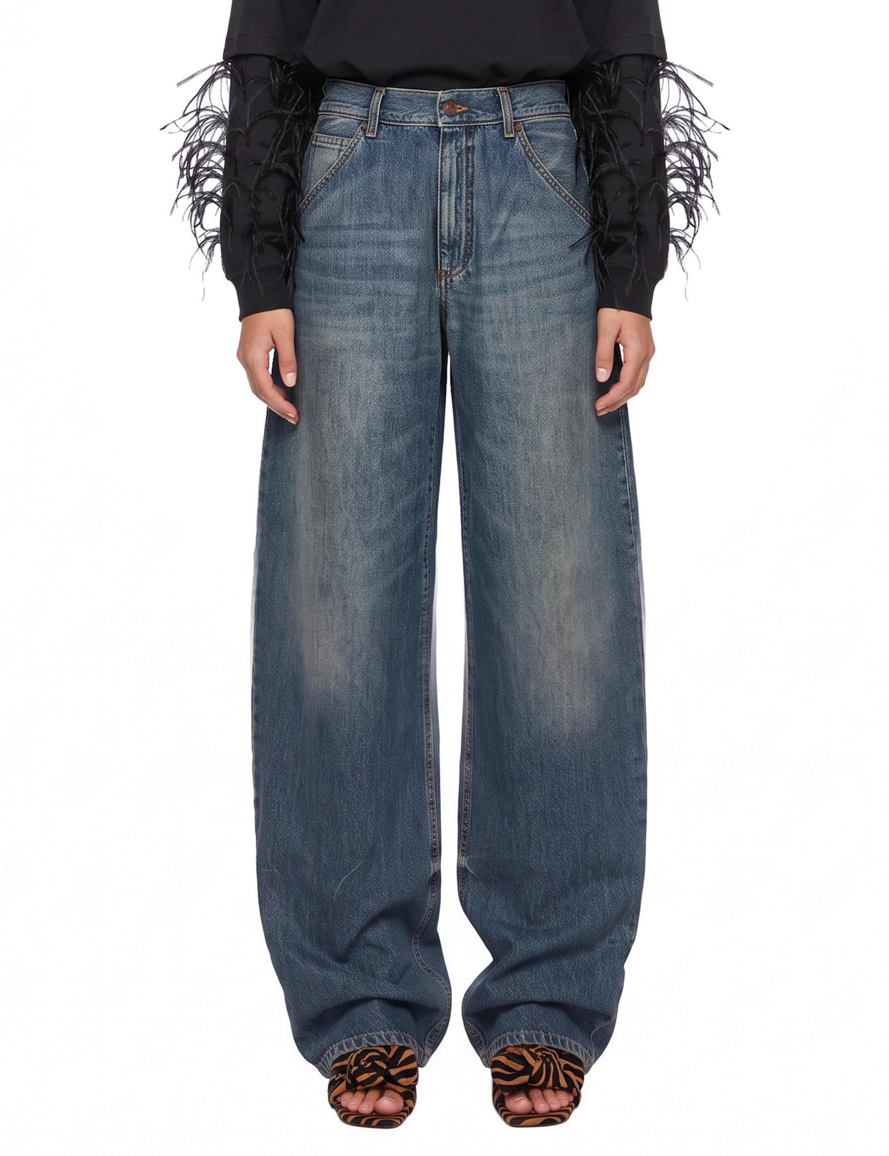 Jeans barrel Khris in blu 