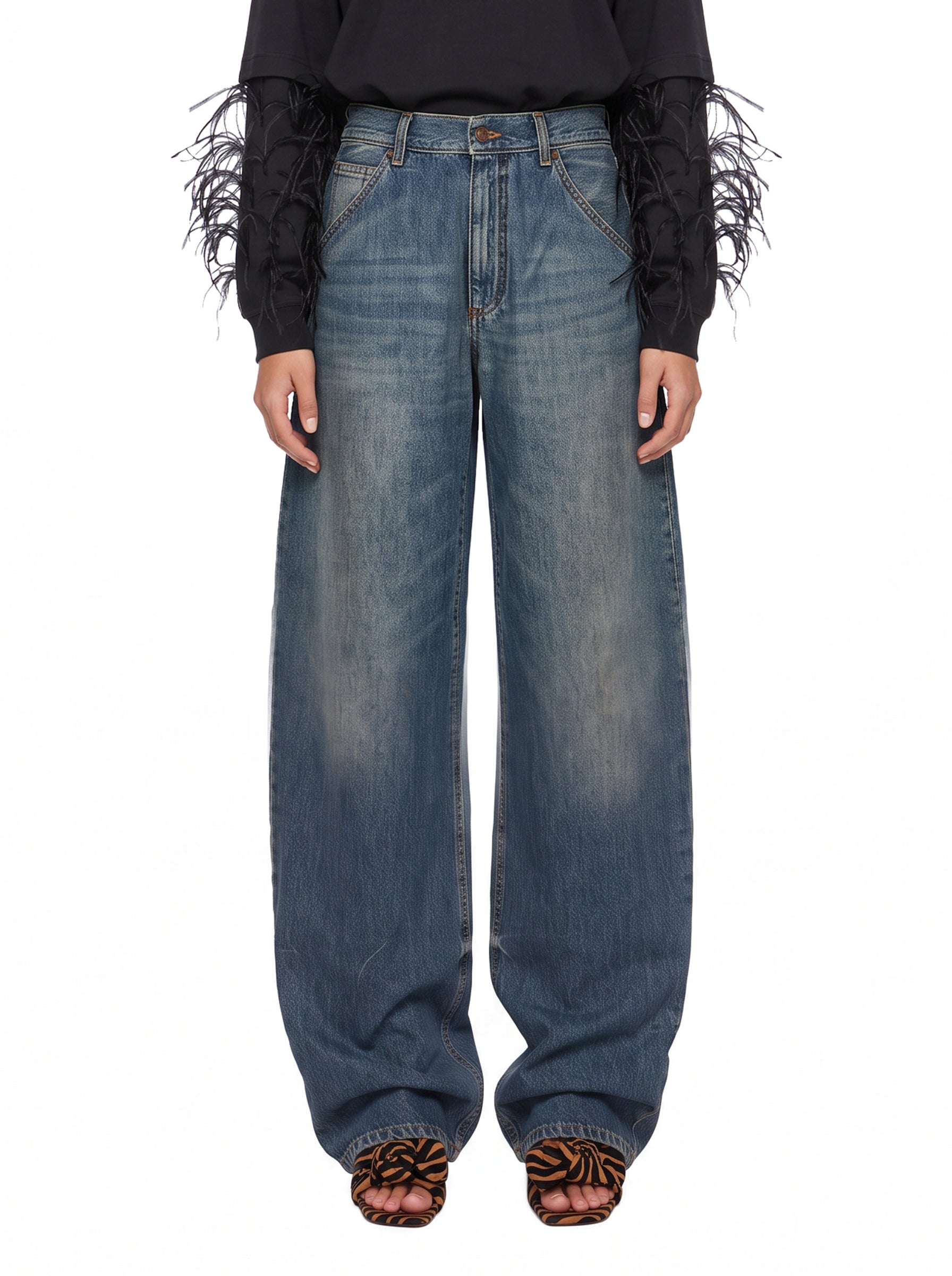 Jeans barrel Khris in blu 