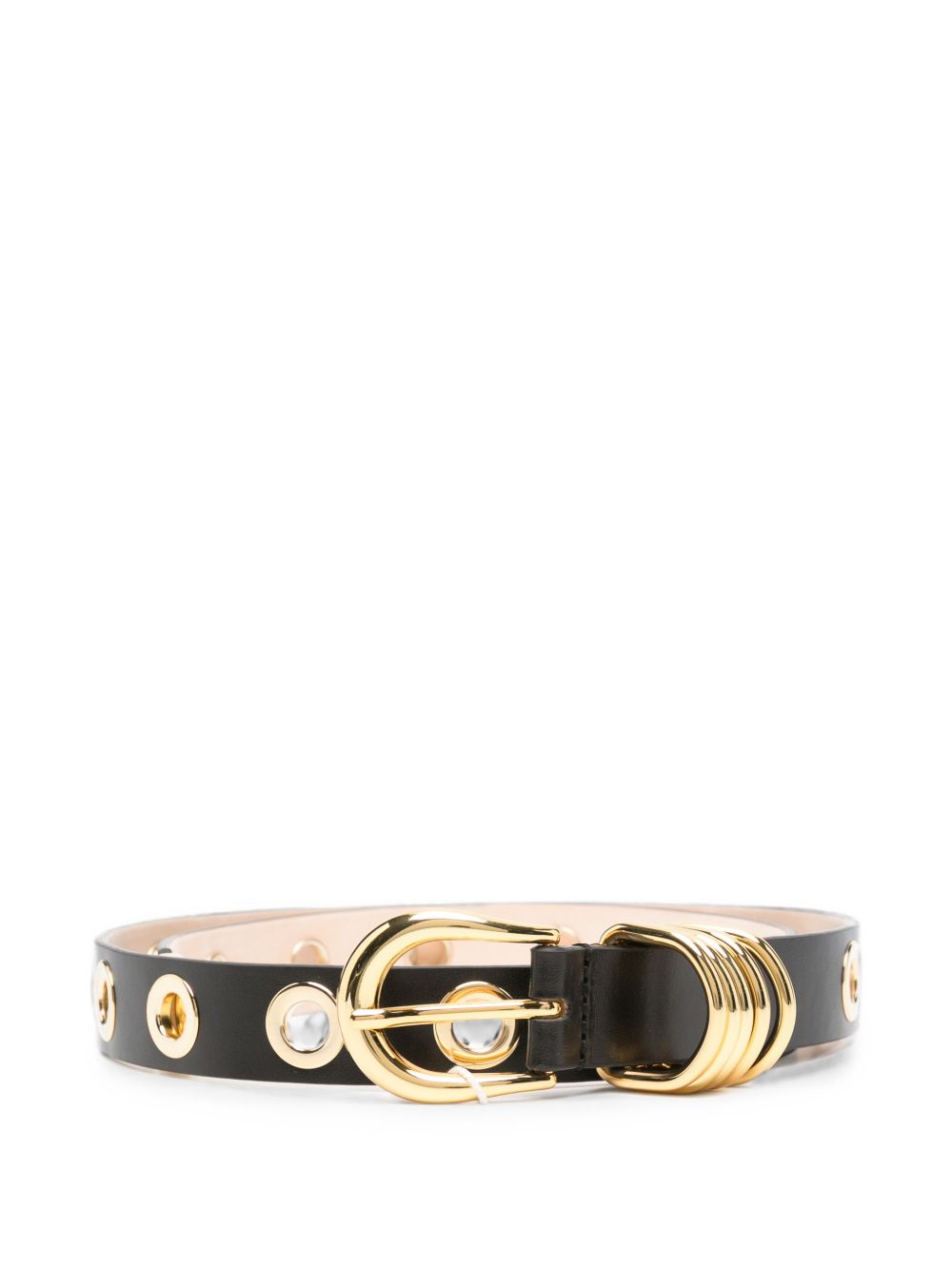 Cintura in pelle full rivet in nero 