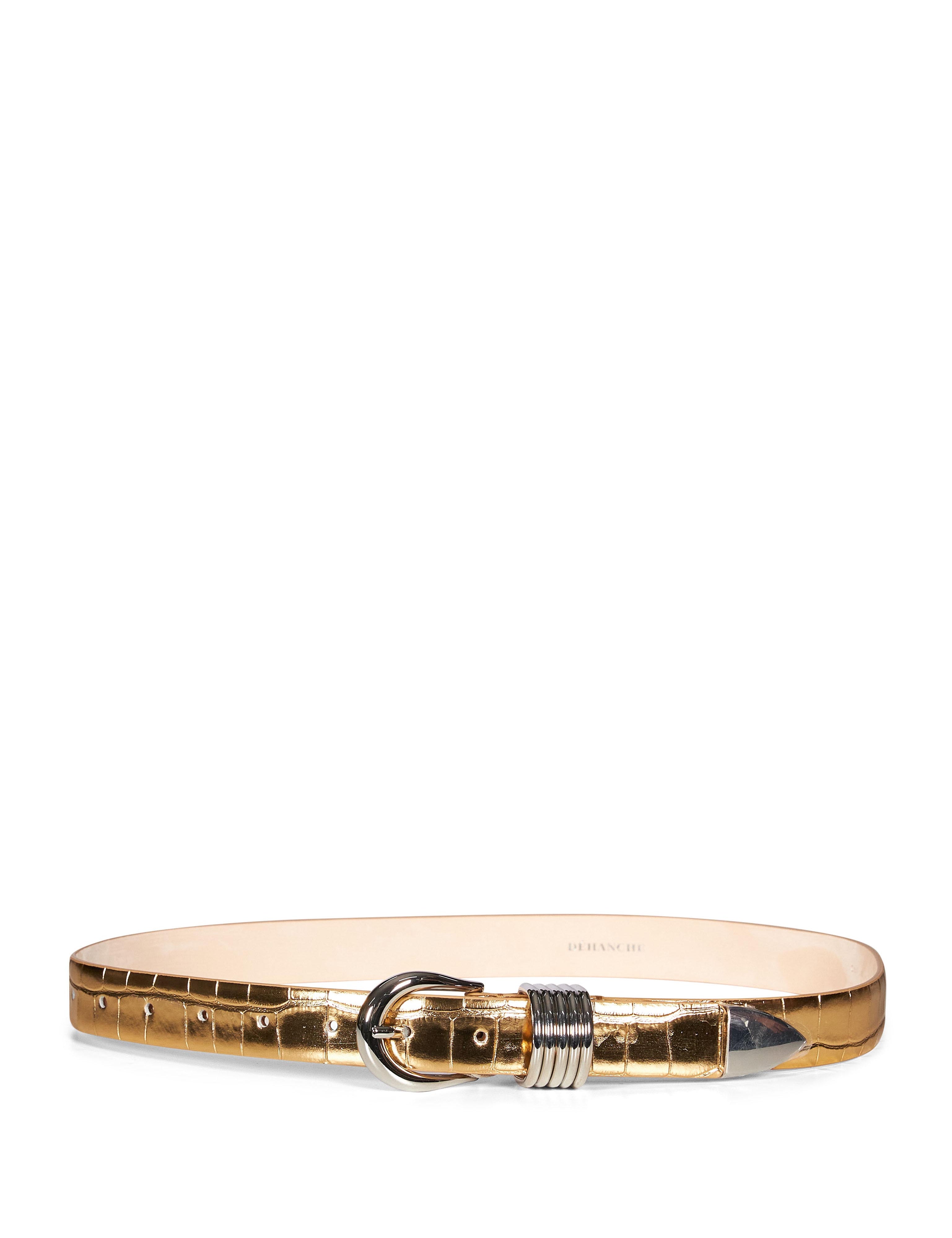 Cintura Hollyhock Mirror Croco in oro 