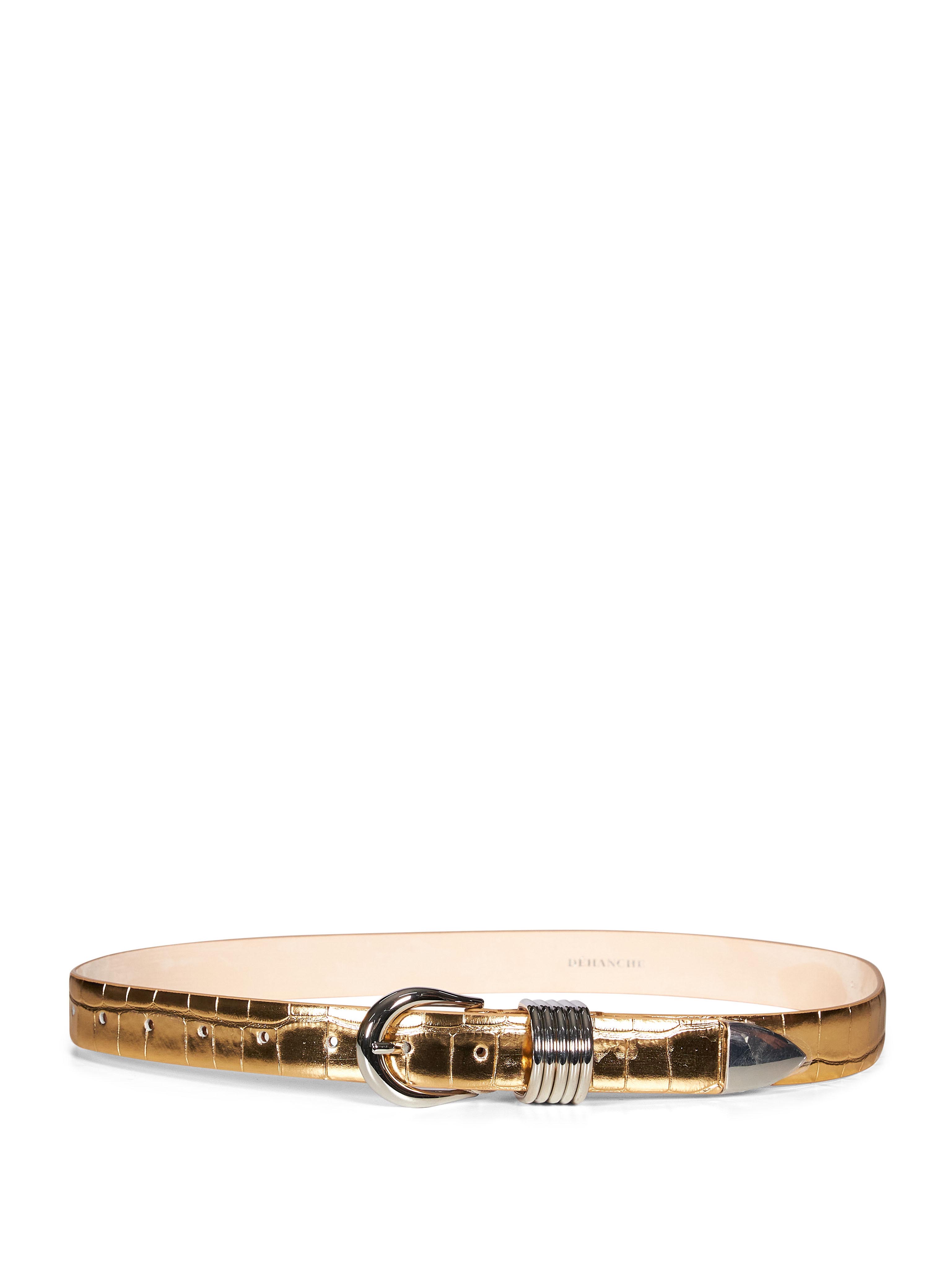 Cintura Hollyhock Mirror Croco in oro 