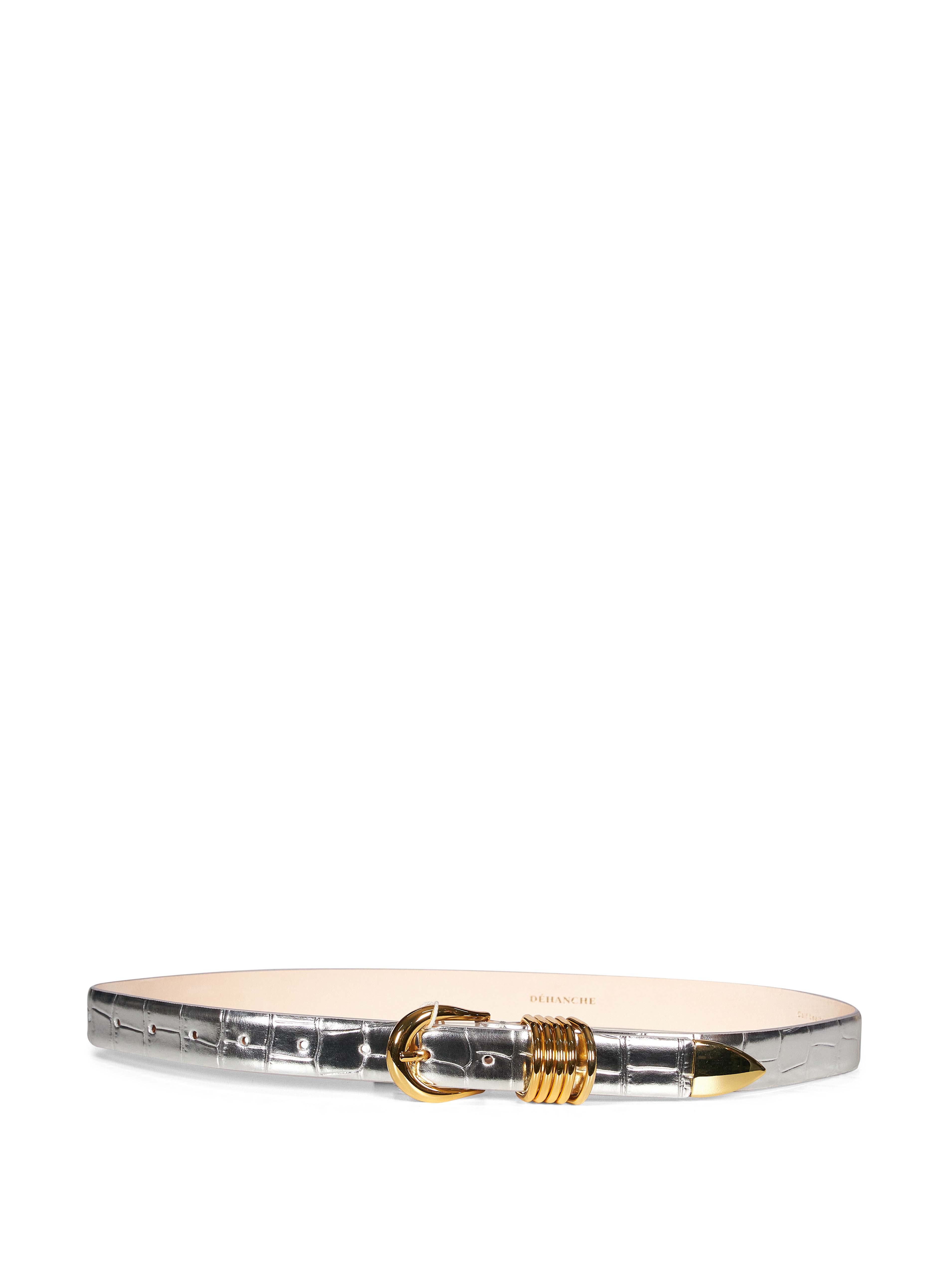 Cintura Hollyhock Mirror Croco in argento 