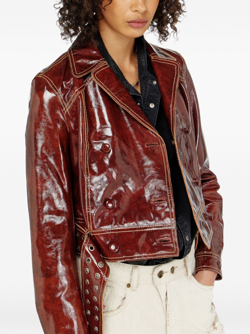 Giacca doppio petto in vernice in marrone Diesel - donna 