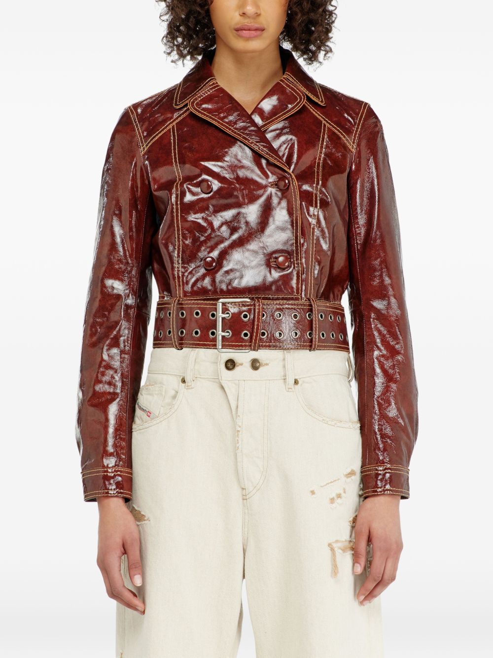 Giacca doppio petto in vernice in marrone Diesel - donna 