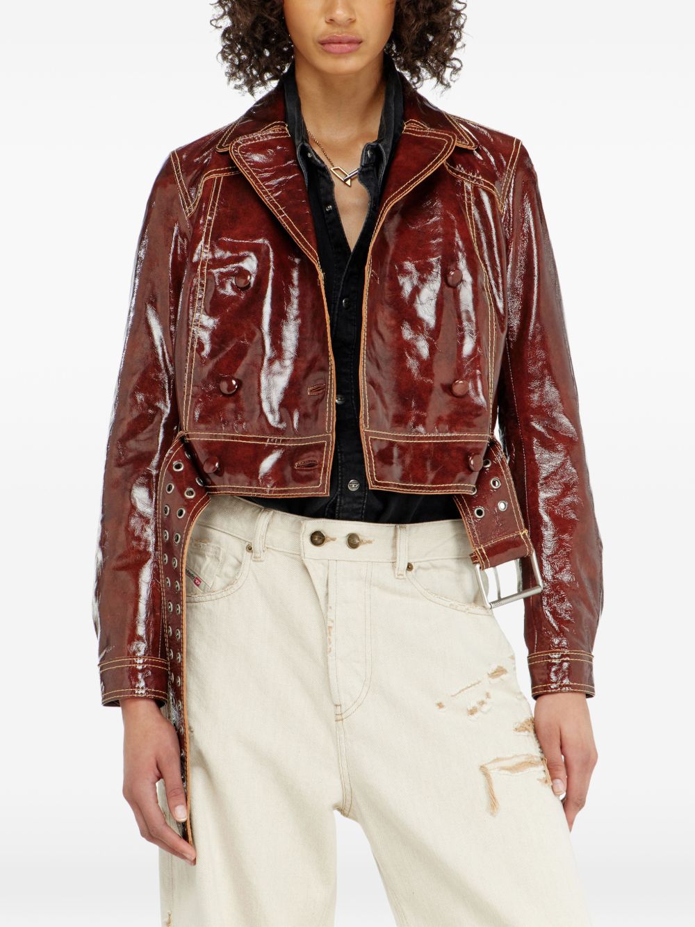 Giacca doppio petto in vernice in marrone Diesel - donna 