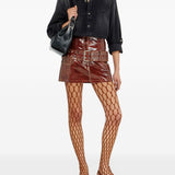 Minigonna in pelle verniciata con cintura in marrone Diesel - donna 